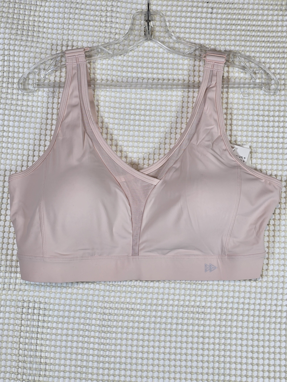 Yvette Light Pink Wireless V Neck Comfort Sports Bra Size 2XL